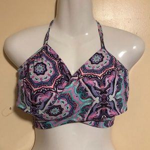 Victoria’s Secret wrap halter top bikini swimsuit top purple pink teal